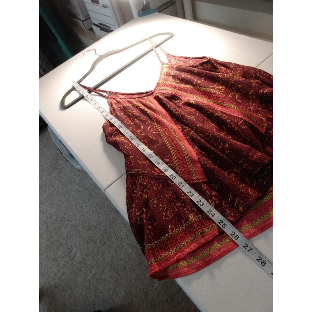 Free People Blouse Flowy Floral Strappy Tank Top Boho Burgundy Viscose Womens SP - Picture 7 of 7